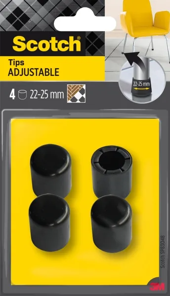 Scotch Pack de 4 Conteras Ajustables 22-25mm Color Negro