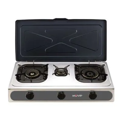 Muvip Parrilla Acero Inoxidable con Quemador Hierro Fundido - 71X37X12.3 cm