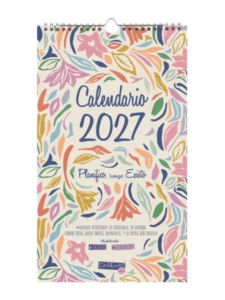 Finocam Calendario de Pared Anual 2027 Mes Vista 210x360mm Espiral Doble