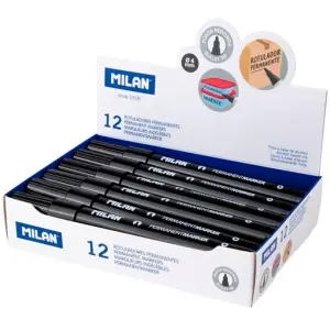 Milan Rotulador Permanente Punta Redonda Ø4mm Negro Caja 12 Unidades