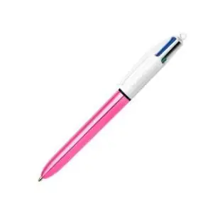 Bic Bolígrafo 4 Colores Shine Silver Cuerpo Blanco/Rosa Metálico Caja 12 Ud