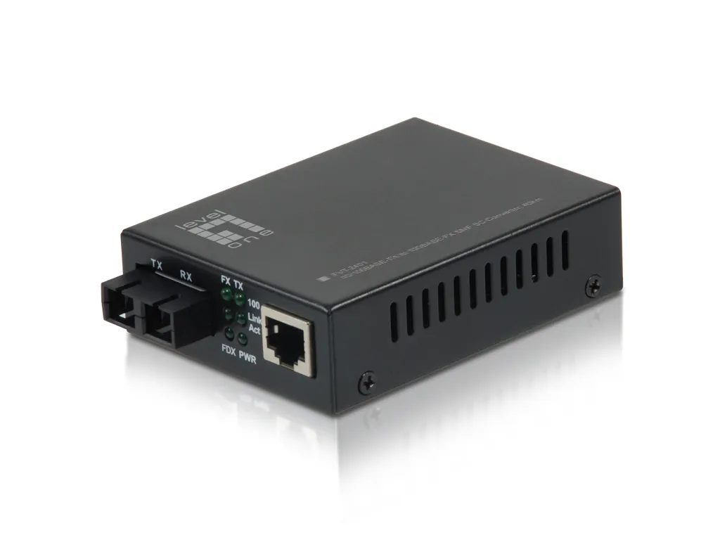 CONVERSOR FIBRA OPTICA LEVEL ONE 10/100TX A 100BASE-FX SC (40km)