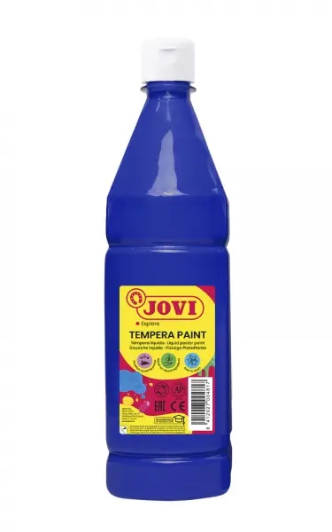 Jovi Tempera Paint Tempera Liquida 1000Ml - Base Agua - Lista Para Usar - Alto Poder Cubriente - Secado Rapido - Excelente Rendimiento - Facil Aplicacion - Color Azul Oscuro