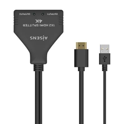 Aisens HDMI Duplicador 4K@30Hz 1×2 con Alimentación USB y Cable de 30cm - Negro
