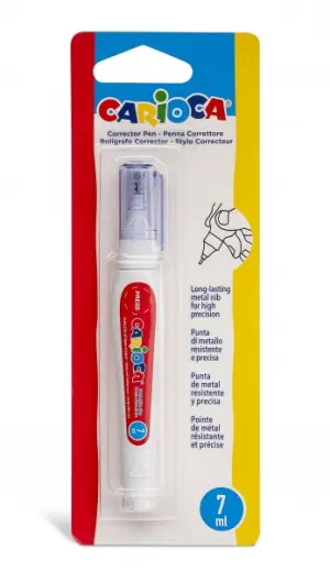 Carioca Bolígrafo Corrector 7ml Punta de Metal Resistente Secado Rápido Color Blanco