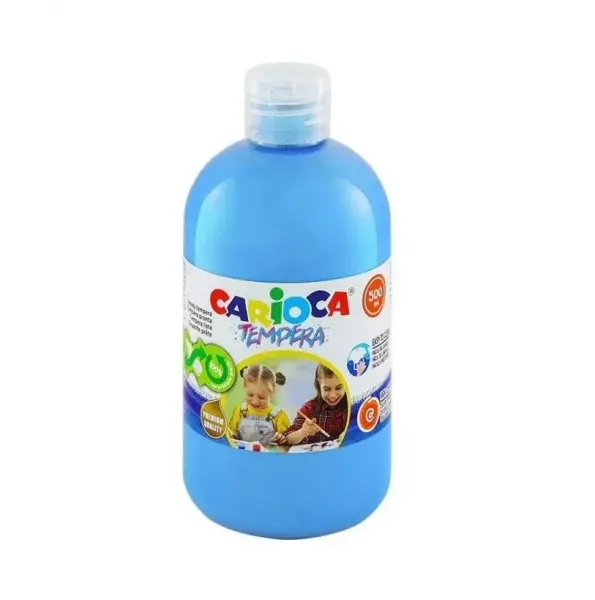 Carioca Botella De Tempera 500Ml - Colores Superlavables - Faciles De Mezclar - Aplicable En Materiales Porosos - Alta Opacidad - Color Azul