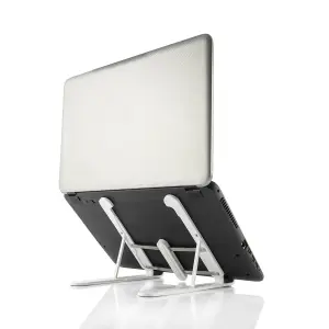 Innovagoods Flappot Soporte para Portatil hasta 17" - Soporte Ajustable - Antideslizante - Ligero - Portatil - Incluye Funda - 8 Niveles de Inclinacion - 21x16.5x26.5cm - Color Blanco