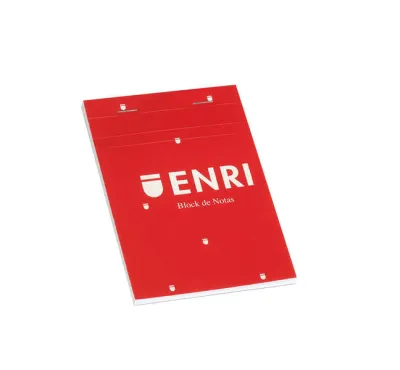 Enri Bloc De Notas Grapado A7 Cuadriculado 4x4mm - 80 Hojas Microperforadas - Tapa Blanda Roja