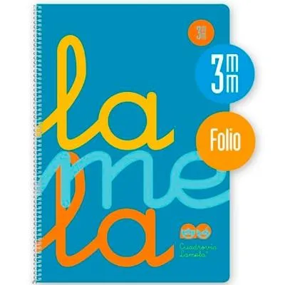 Lamela Cuaderno Espiral 80H Folio 90gr Cuadrovía 3mm Azul Fluorescente