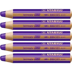 Stabilo Lápices De Colores Woody 3 En 1 Violeta Estuche 5 Unidades