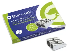 Bismark Afilalápiz Metálico Doble Para Lápices Normales o Gruesos - Color Acero
