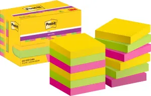 Post-it Super Sticky Pack de 12 Blocs de 90 Notas Adhesivas 47.6x47.6mm Colores Surtidos