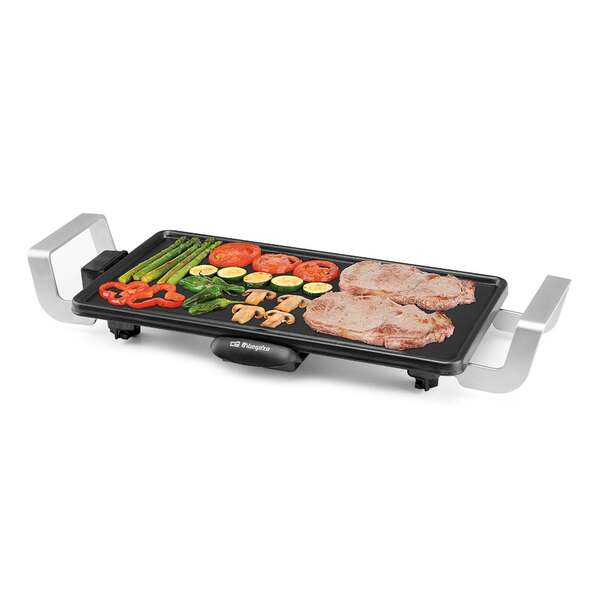 Orbegozo Tb 2250 Parrilla De Asado Practica Y Segura - Termostato Regulable - Asas De Aluminio De Toque Frio - Superficie De Asado De 22X43Cm - Recipiente Recoge Grasa - Facil Limpieza - 2000 W