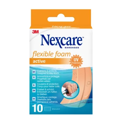 Nexcare Apositos para Heridas Flexibles Pack de 10 - 6x10cm, Transpirables y Resistentes al Agua