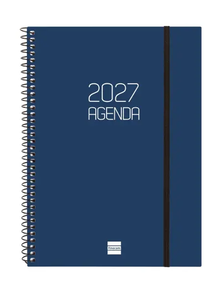 Finocam Agenda Espiral Basics Opaque Anual 2027 Semana Vista Horizontal E10 155x212mm Azul