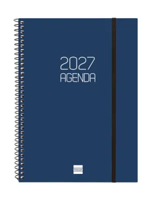 Finocam Agenda Espiral Basics Opaque Anual 2027 Semana Vista Horizontal E10 155x212mm Azul
