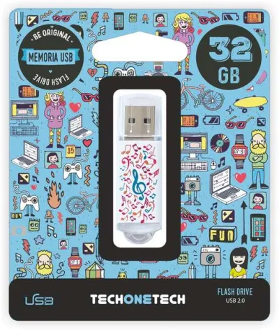 TechOneTech Pendrive USB 2.0 32GB - Memoria USB para Almacenamiento