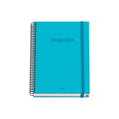 Dohe Cuaderno Espiral A5 100 Hojas Cuadricula 5mm Tapa Dura Color Azul Cyan