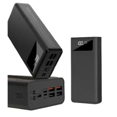 XO PR123 Powerbank 30000mAh - Funcion Linterna - 4 Salidas USB-A - Entradas microUSB, USB-C y Lightning - Pantalla LCD - Carga Rapida - Resistente