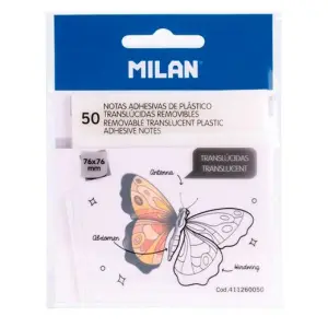MILAN BLOC NOTAS ADHESIVAS 50H 76X76 PLÁSTICO TRANSLÚCIDAS