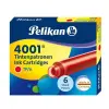 Pelikan Caja de 6 Cartuchos 4001 TP/6 para Plumas Estilográficas - Color Rojo