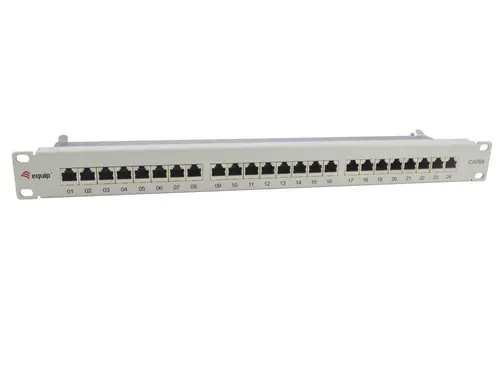 Patch Panel 24 Puertos Categoria 6A Apantallado Color Gris Claro