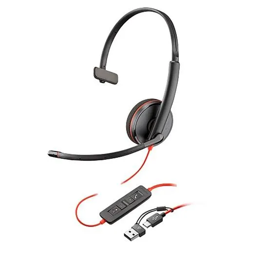 HP Poly Blackwire 3210 Auricular Monoaural USB-C/USB-A con Micrófono y Controles en Cable