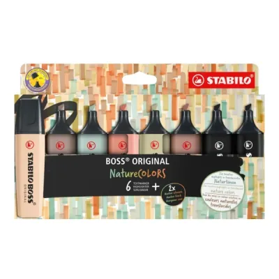 Stabilo Boss Naturecolors Pack de 8 Marcadores Tinta a Base de Agua 2-5mm