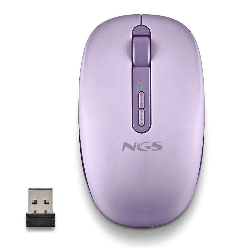 NGS Fog Dual Ratón Inalámbrico 1600 DPI - Bluetooth 5.2 y 2.4 GHz - Silencioso - Color Púrpura