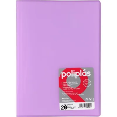 Grafoplás Carpeta Semirrígida con 20 Fundas PP Translúcidas Lavanda Soft