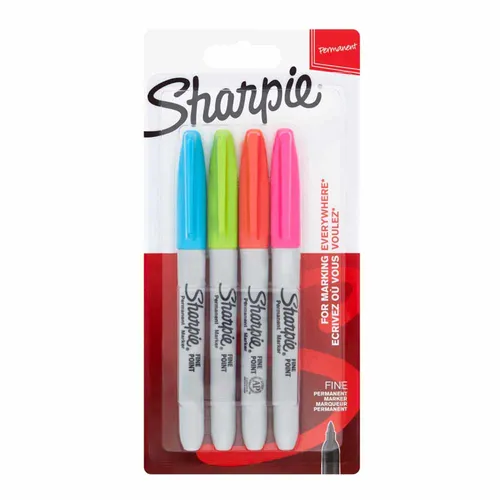 Sharpie Marcador Permanente Fine Punta Redonda 0.9Mm C/Surtidos Neón Blíster 4 Ud