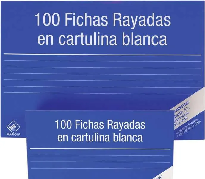 Mariola Ficha Rayada 125x75mm Cartulina 180gr Blanco Paquete de 100 Nº2