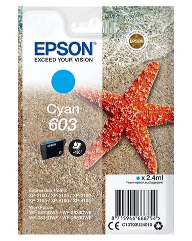 Epson Tinta Cian Nº 603 para XP-2100, 3100, 4100 / WF-2830DWF, 2850DW