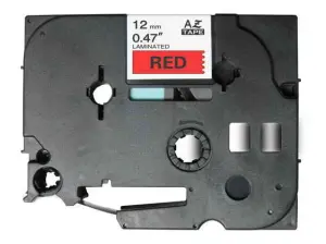 Brother TZe431 Cinta Laminada Etiquetas Negro sobre Rojo 12mm x 8m