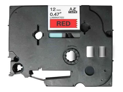 Brother TZe431 Cinta Laminada Etiquetas Negro sobre Rojo 12mm x 8m