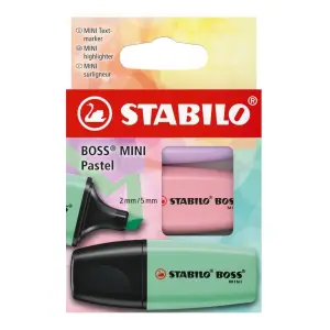 Stabilo Boss Mini Pack de 3 Marcadores Fluorescentes Tinta a Base de Agua 2-5mm