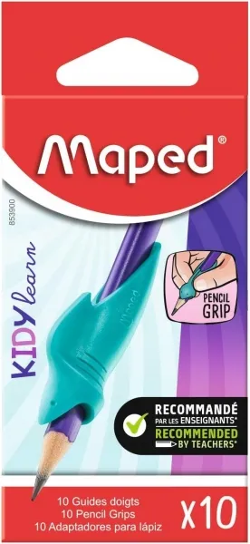 Maped Kidy Lern Pack de 10 Guías de Lápiz para Dedos - Modelo Tiburón - Apta para Niños de 3 a 7 Años