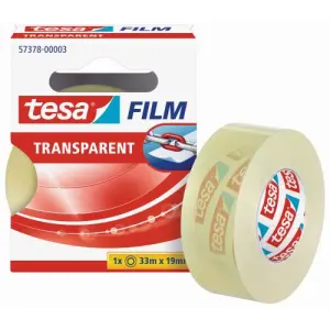 Tesa Cinta Autoadhesiva Transparente 19mm x 33m Resistente al Desgarro Sin PVC