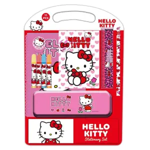 Safta Hello Kitty Pack Escolar con Plumier Metálico, Lápiz, 4 Rotuladores, Regla 15cm, Sacapuntas, Goma, Libreta A4, Bloc de Notas A6