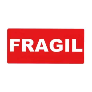Apli Rollo de 200 Etiquetas de Señalización FRÁGIL 100x50mm Adhesivo Permanente Fondo Rojo