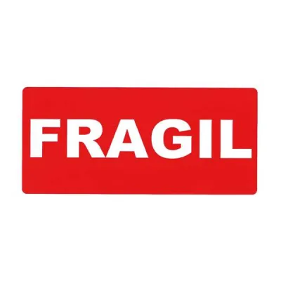 Apli Rollo de 200 Etiquetas de Señalización FRÁGIL 100x50mm Adhesivo Permanente Fondo Rojo
