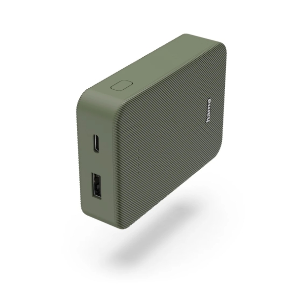 Hama Color 10 Bateria Externa Powerbank 10000Mah - Polimero De Litio - Usb-C - Usb-A - Carga Rapida - Indicador Led De Carga - 2 Conexiones De Salida - 23X92X65Mm - Color Verde Oscuro
