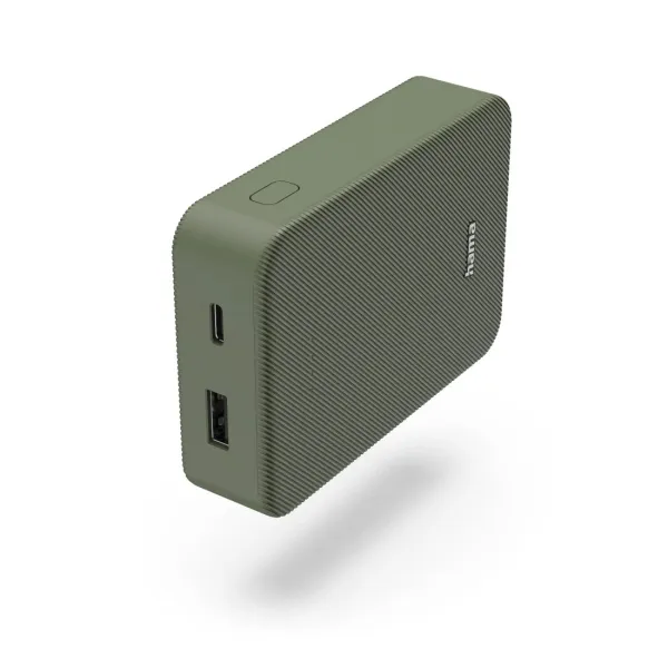 Hama Color 10 Bateria Externa Powerbank 10000Mah - Polimero De Litio - Usb-C - Usb-A - Carga Rapida - Indicador Led De Carga - 2 Conexiones De Salida - 23X92X65Mm - Color Verde Oscuro