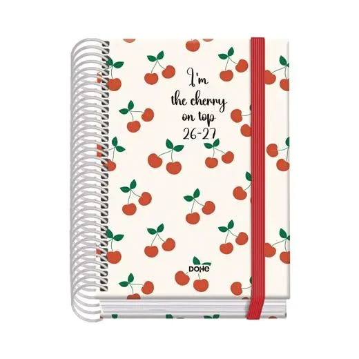 DOHE AGENDA ESCOLAR PRIME A6 ESPIRAL DP CARTÓN FORRADO MOD. CEREZAS 2026-2027