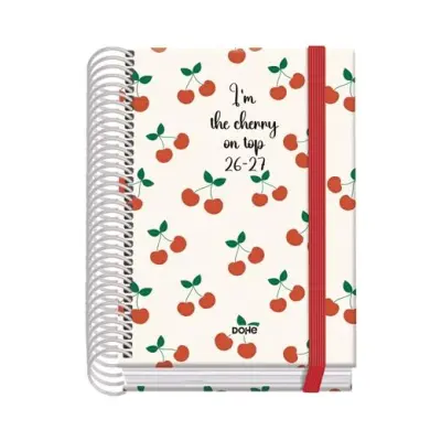 DOHE AGENDA ESCOLAR PRIME A6 ESPIRAL DP CARTÓN FORRADO MOD. CEREZAS 2026-2027