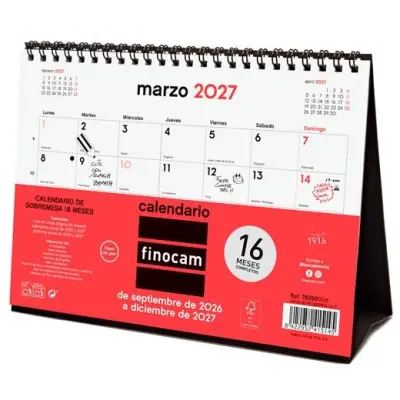 Finocam Calendario De Sobremesa 16 Meses 210x150mm Neutro 2026-2027