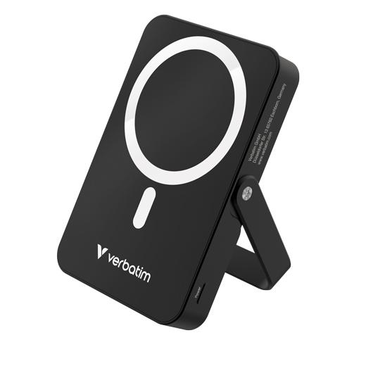 Verbatim Cargador Inalambrico Power Bank C/ Soporte 10K Mah 1Xusb-C Negro