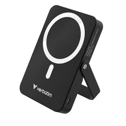Verbatim Cargador Inalambrico Power Bank C/ Soporte 10K Mah 1Xusb-C Negro