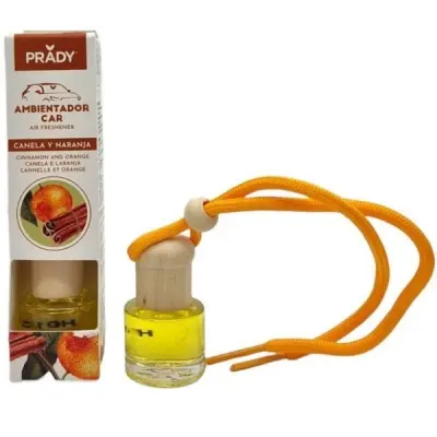 Prady Ambientador Coche Canela y Naranja 6 ml con Cuerda para Espejo Retrovisor