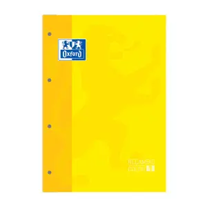 Oxford Recambio Encolado A4 80 Hojas Cuadricula 5x5 Tapa Amarilla